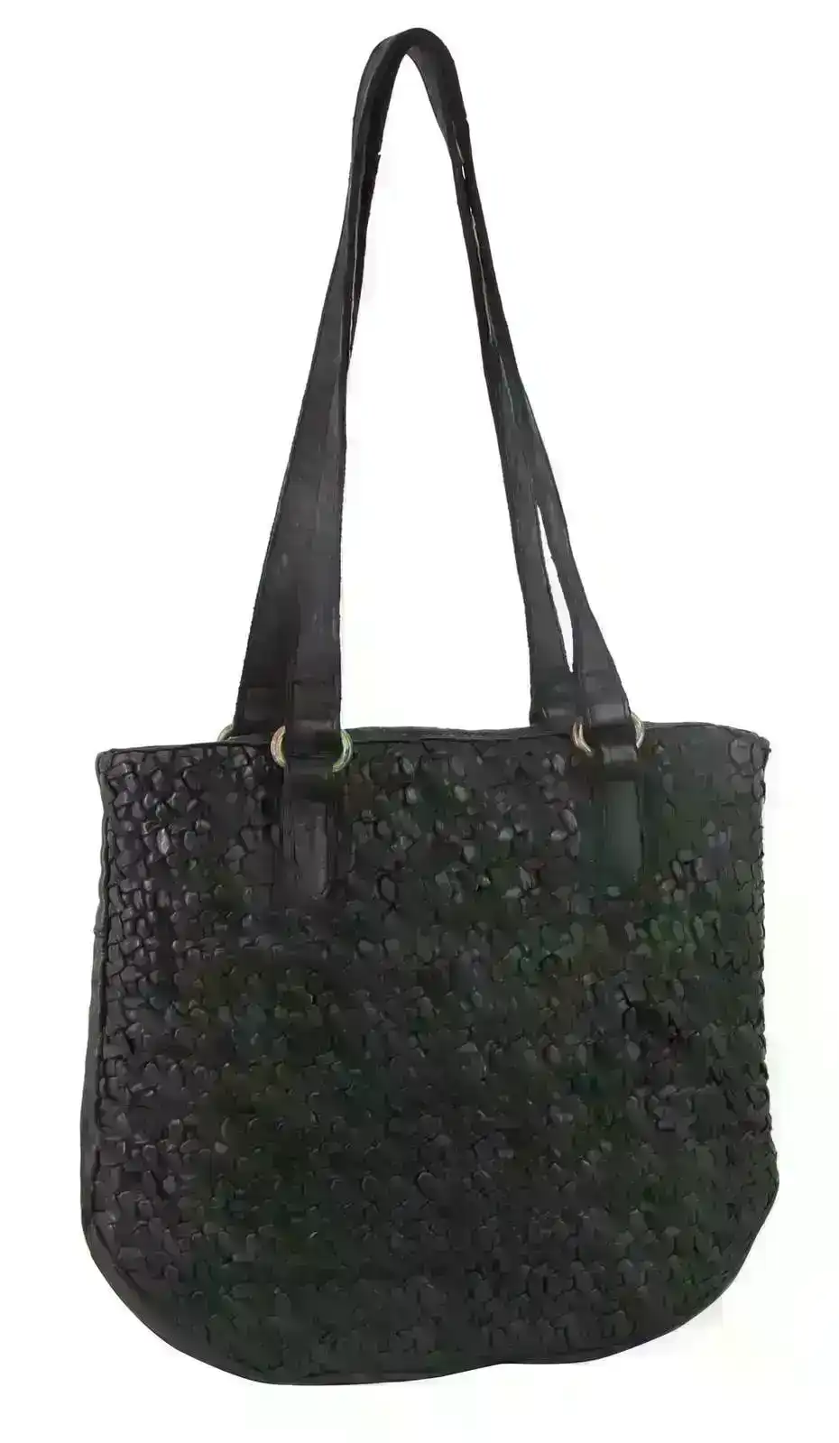 Pierre Cardin Woven Leather Ladies Shoulder Bag - Black