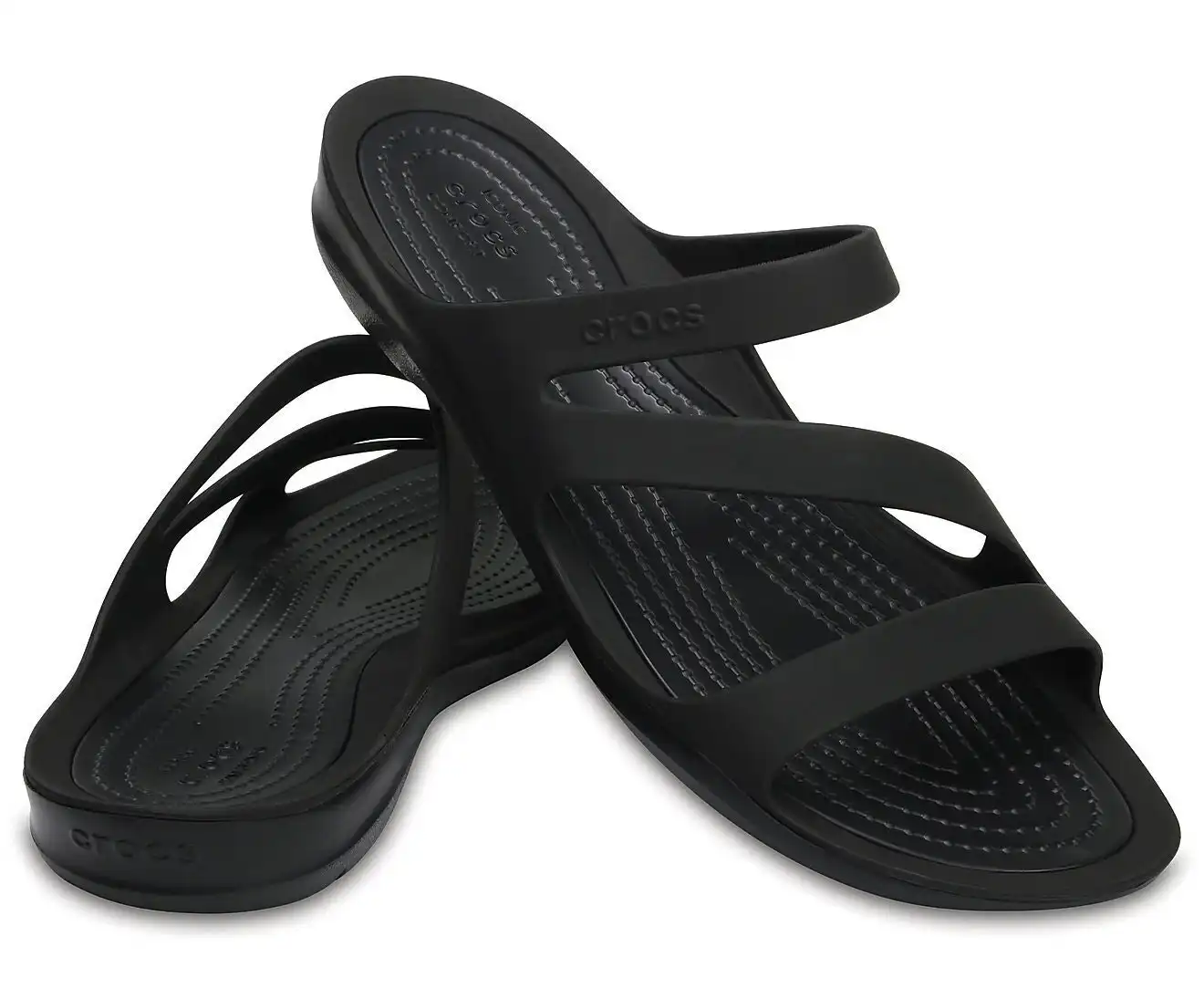 Crocs Womens Swiftwater Sandals Flip Flops Thongs - Black/Black
