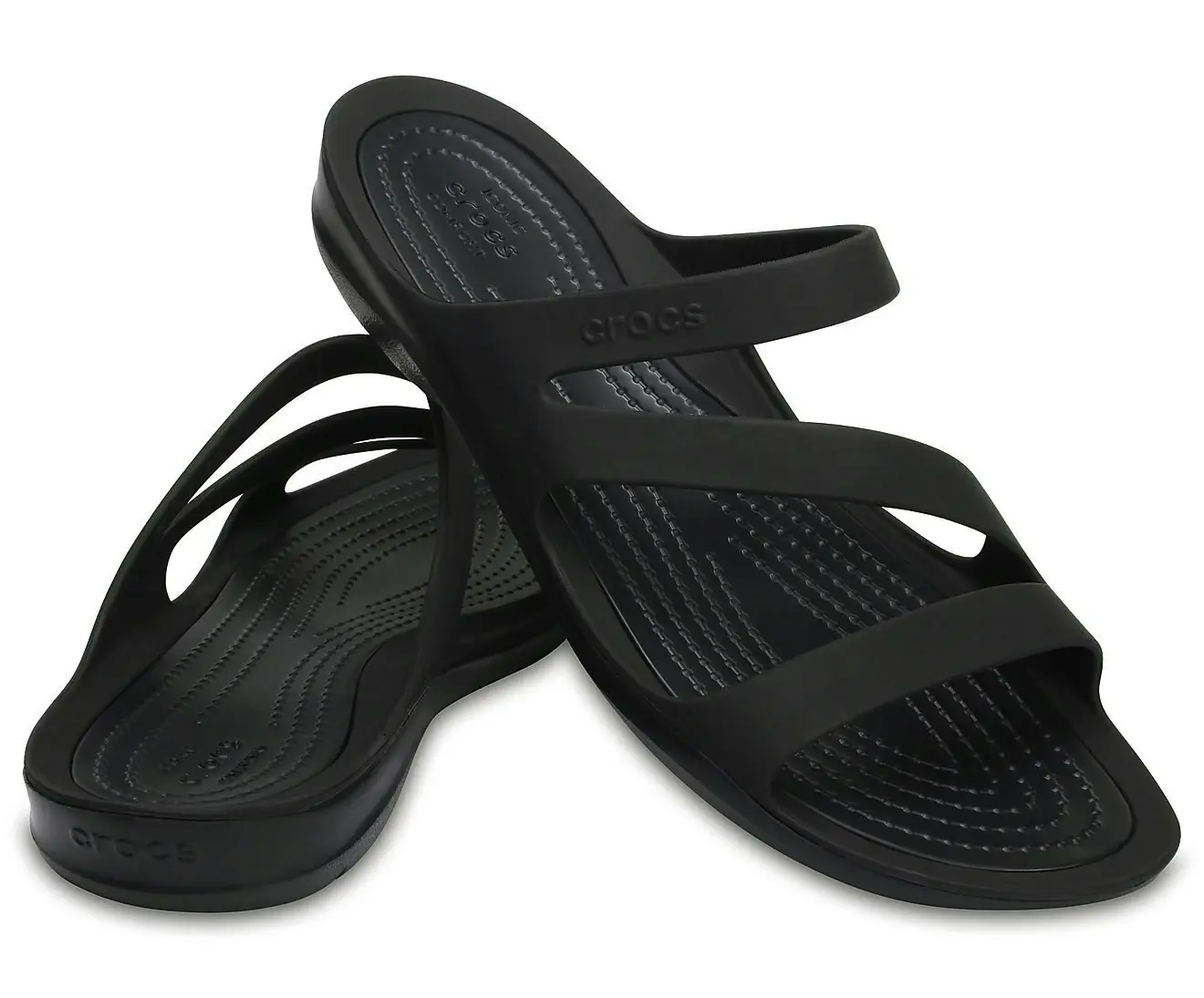 Crocs Womens Swiftwater Sandals Flip Flops Thongs Black/Black