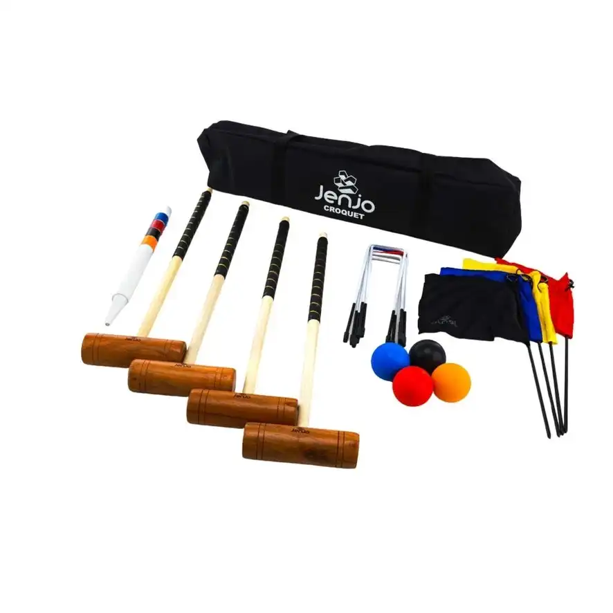 Championship Hardwood Croquet Mallet Set Game 4 Player Set w/Carry Bag
