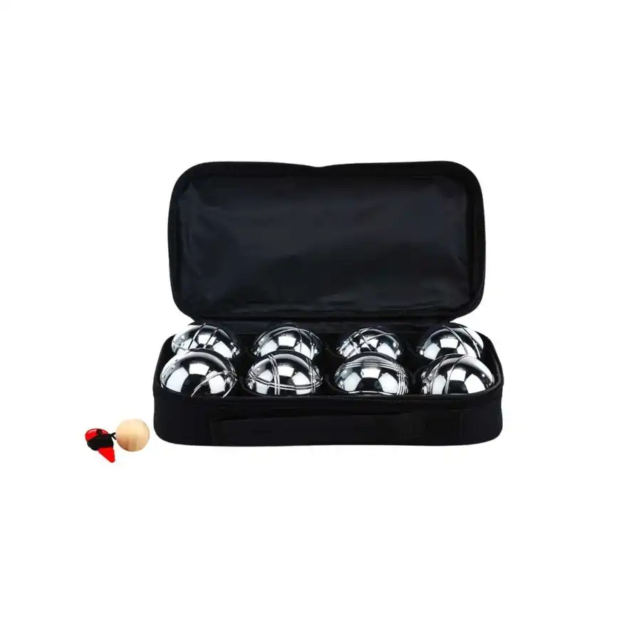 Deluxe 8 Metal Bowls Bocce/Petanque Game Set - Silver