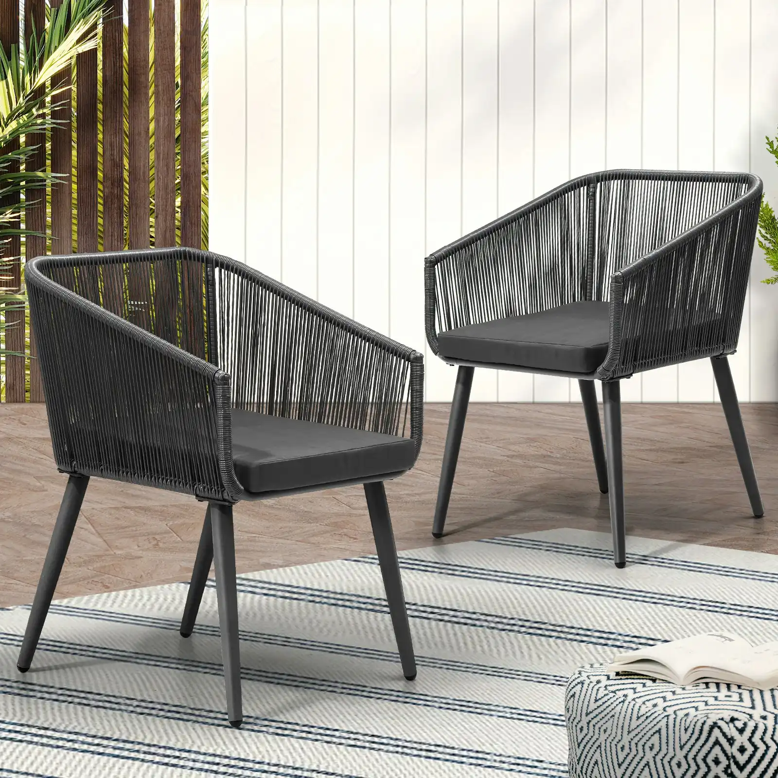 Livsip Outdoor Furniture Lounge Setting Chairs Set of 2 Bistro Patio Garden Set