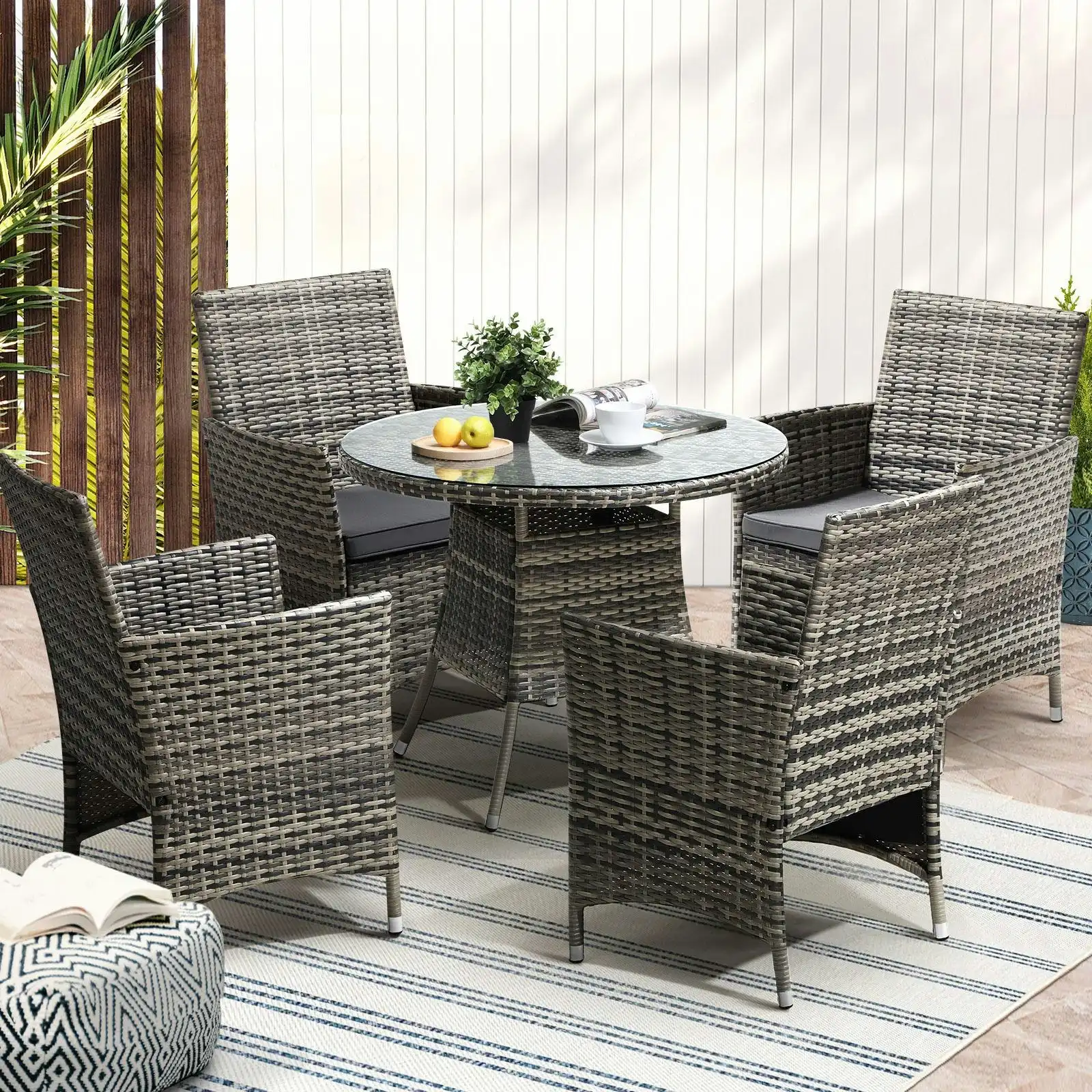 Livsip Outdoor Dining Set Table & Chairs 5PCS Patio Furniture Lounge Setting