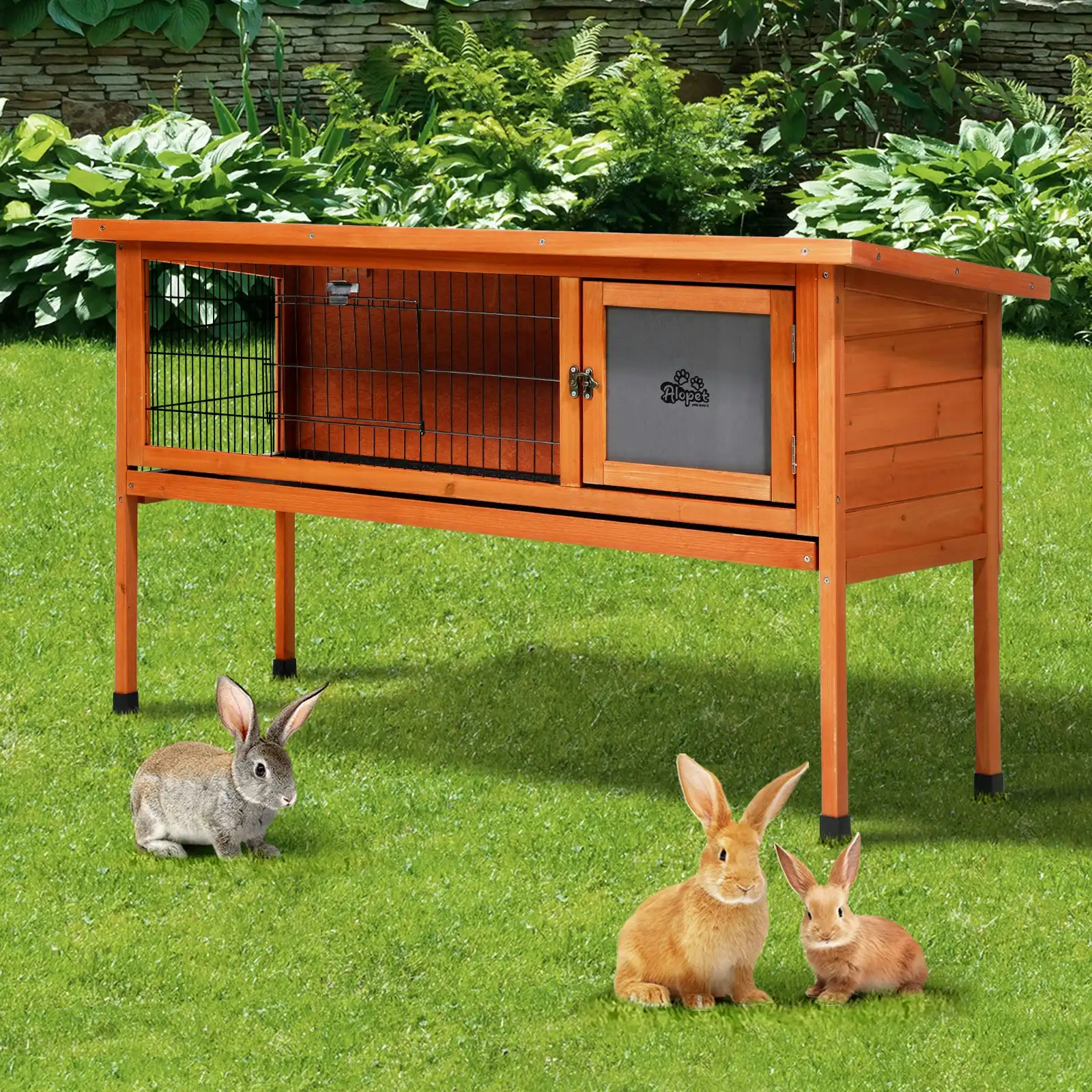 Alopet Large Rabbit Hutch Wooden Cage Enclosure Chicken Coop 122cm House Outdoor