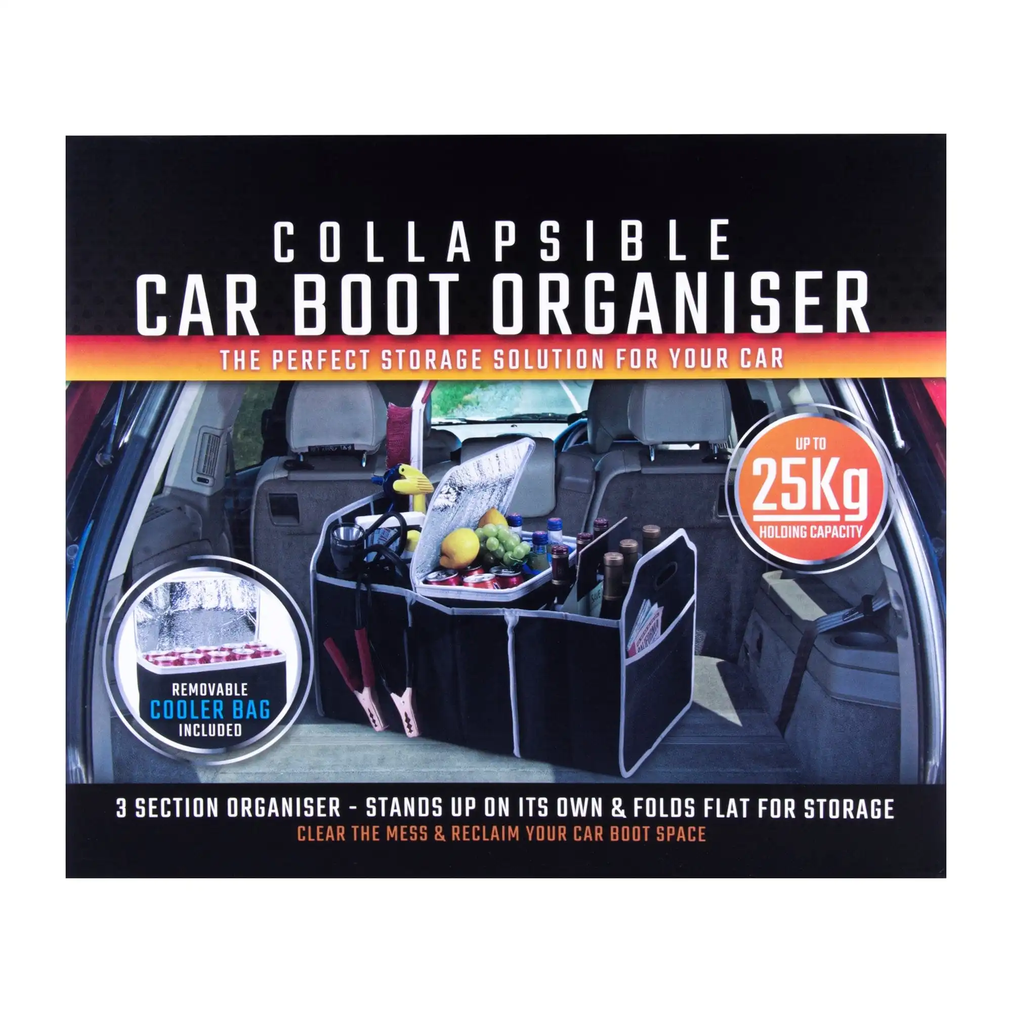 Collapsible Car Trunk Organiser with Cooler Bag