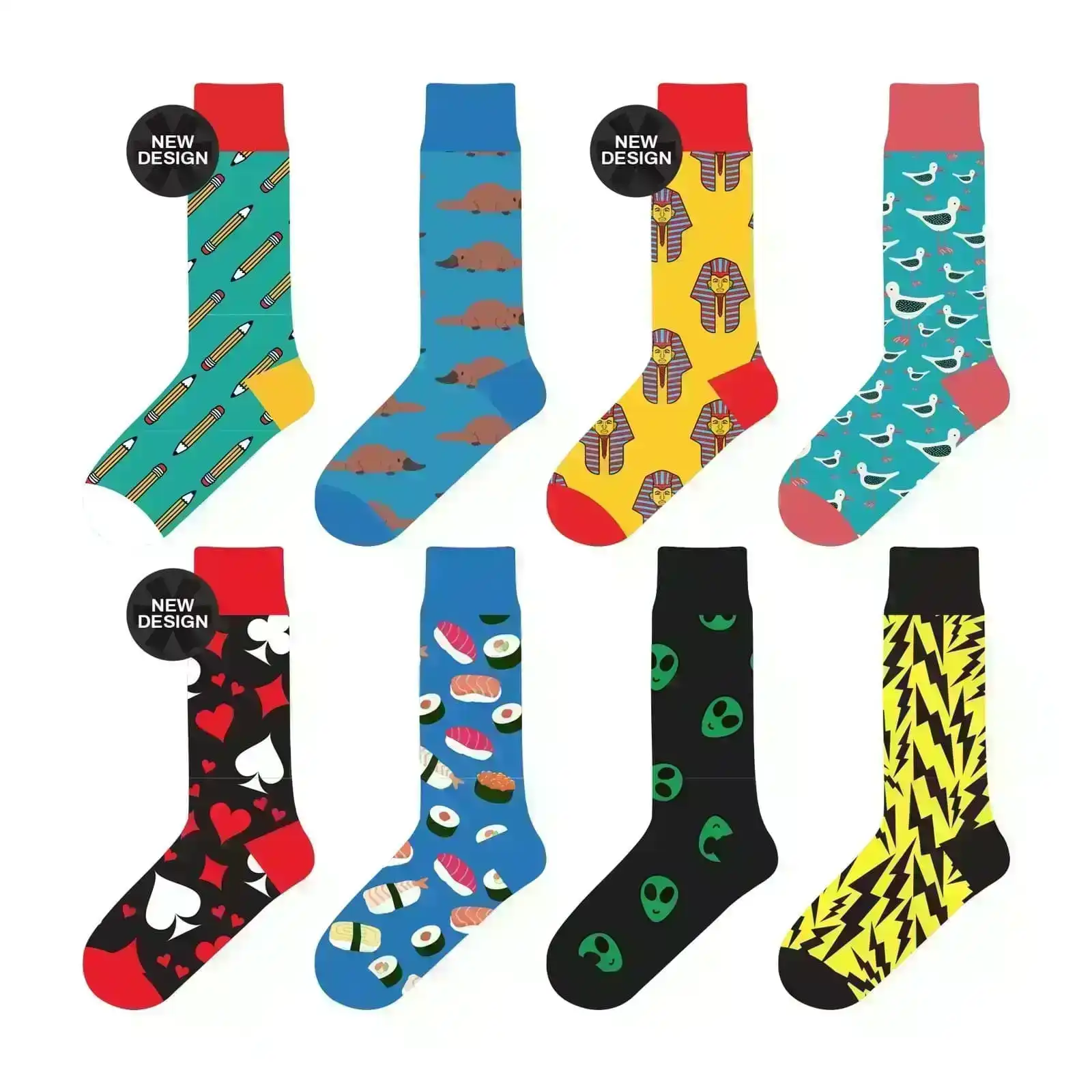 8 Pairs Fashion Novelty Funny  Socks one Size 5-13 Men  Socks  Women  Socks #2