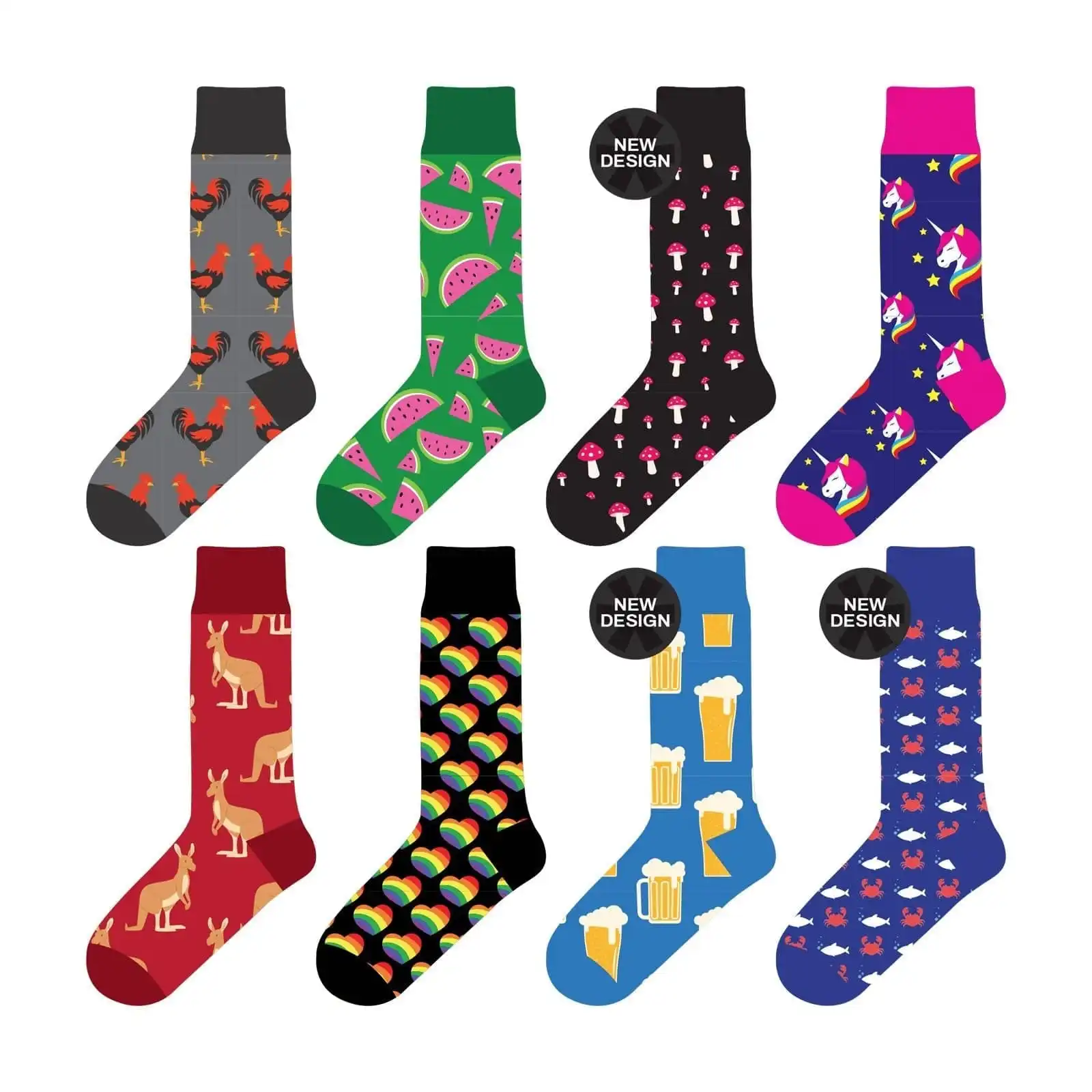 8 Pairs Fashion Novelty Funny  Socks one Size 5-13 Men  Socks  Women  Socks #1