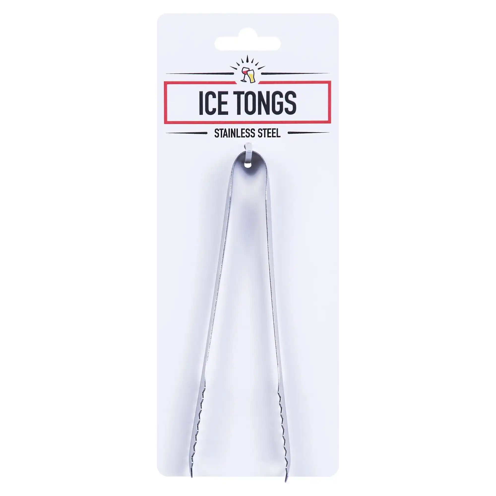 Stainless Steel Ice Cube Tongs Anti Slippery Clamp with Serrations and Long Jaws