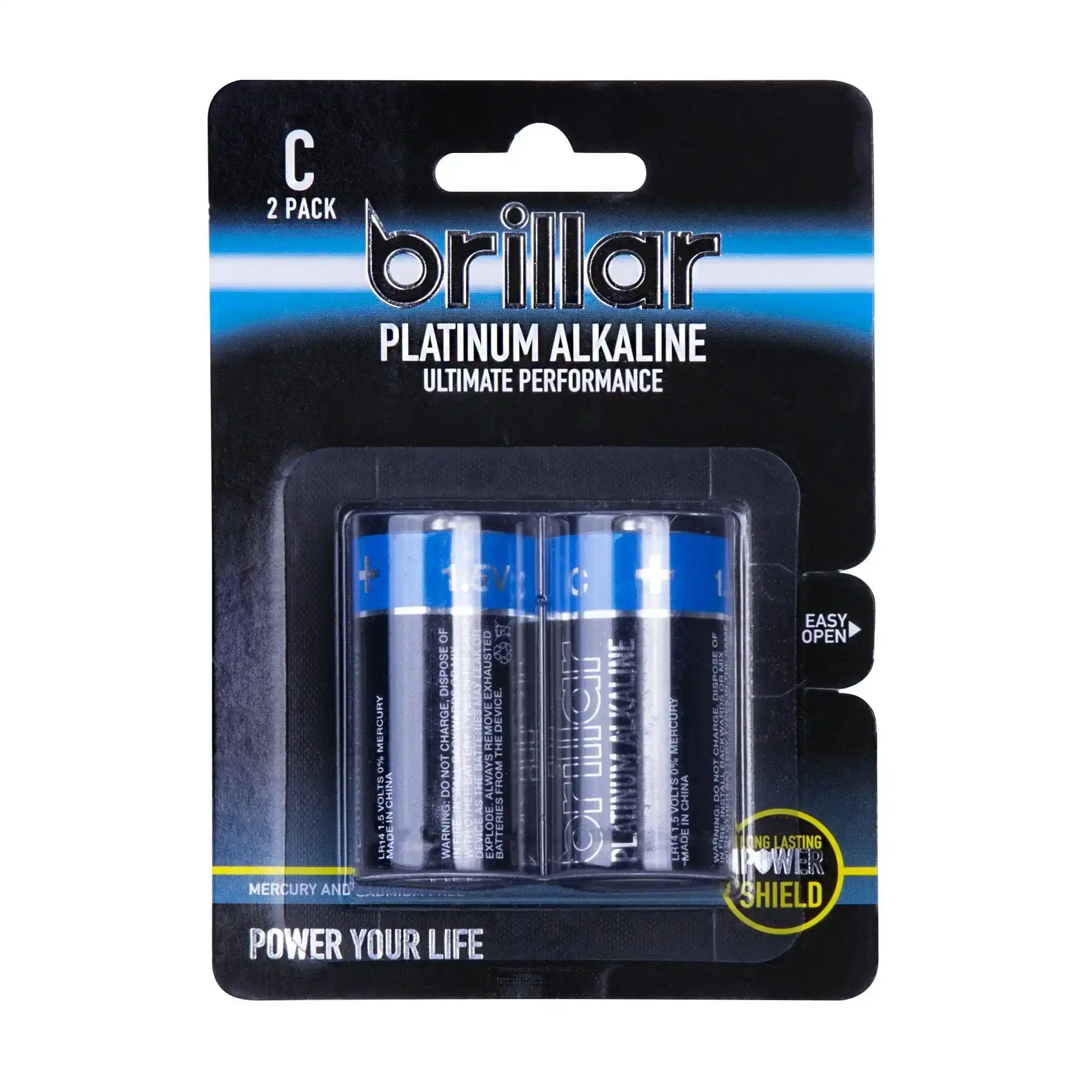 Brillar C Platinum Alkaline Batteries 2pk