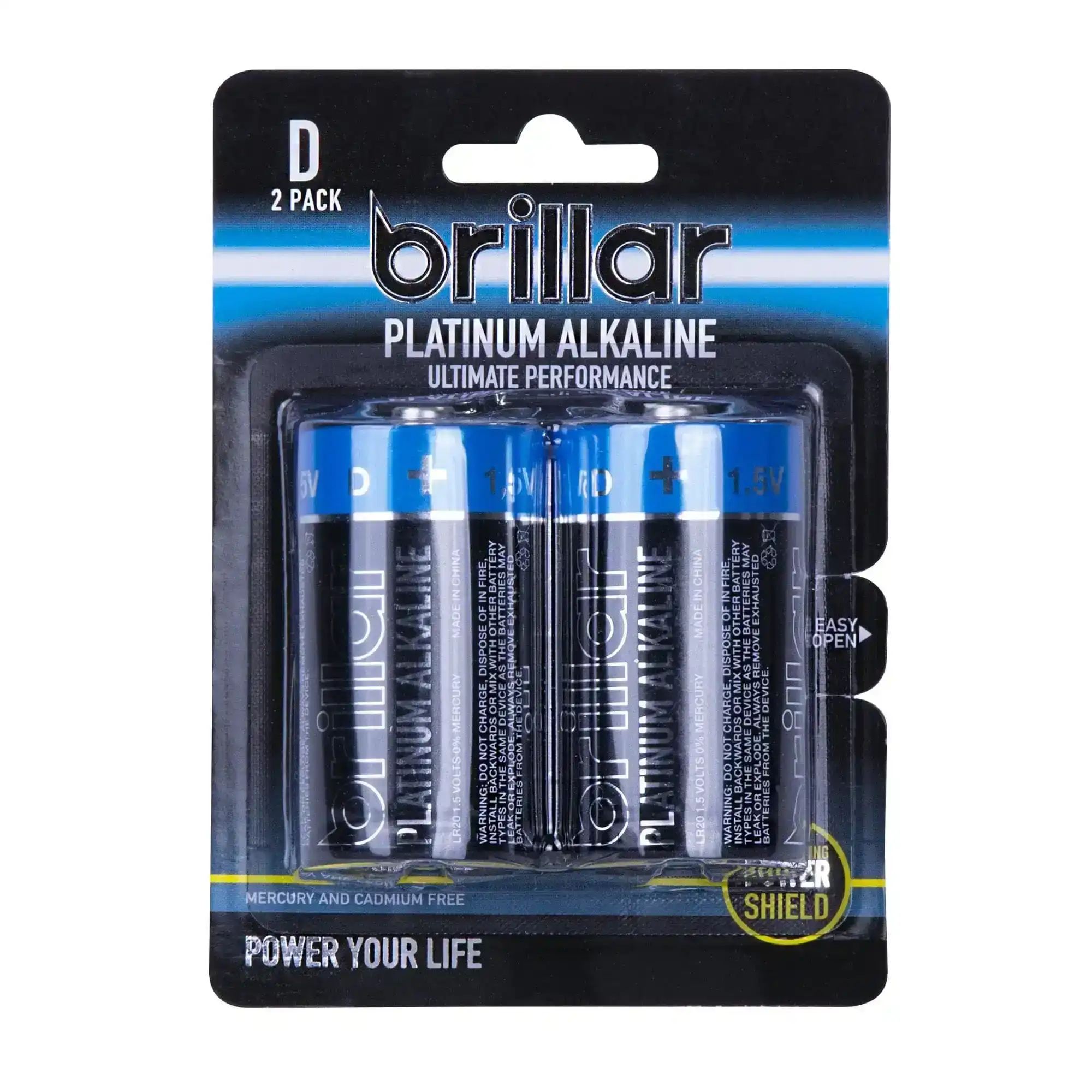 Brillar D Platinum Alkaline Batteries 2pk