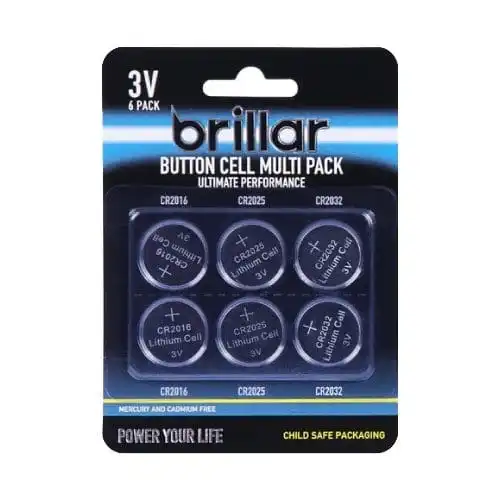 Brillar Lithium Button Cell Batteries 6pk