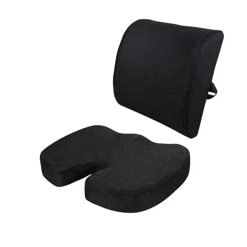 Memory Foam Lumbar Back Support Cushion Seat Set