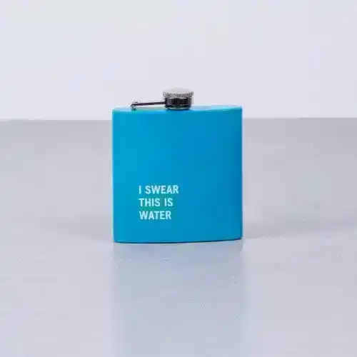 175ml Stainless Steel Hip Flask w Funny Quotes-Blue