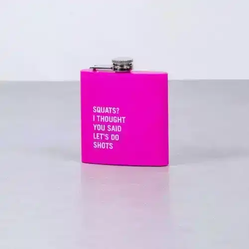 175ml Stainless Steel Hip Flask w Funny Quotes-Pink