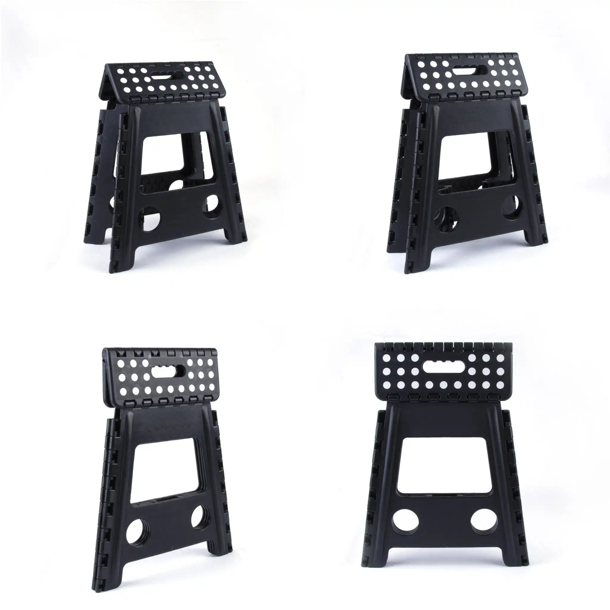Large Plastic Folding Stool Portable Chair Store Flat Easy Carry Outdoor Camping Black