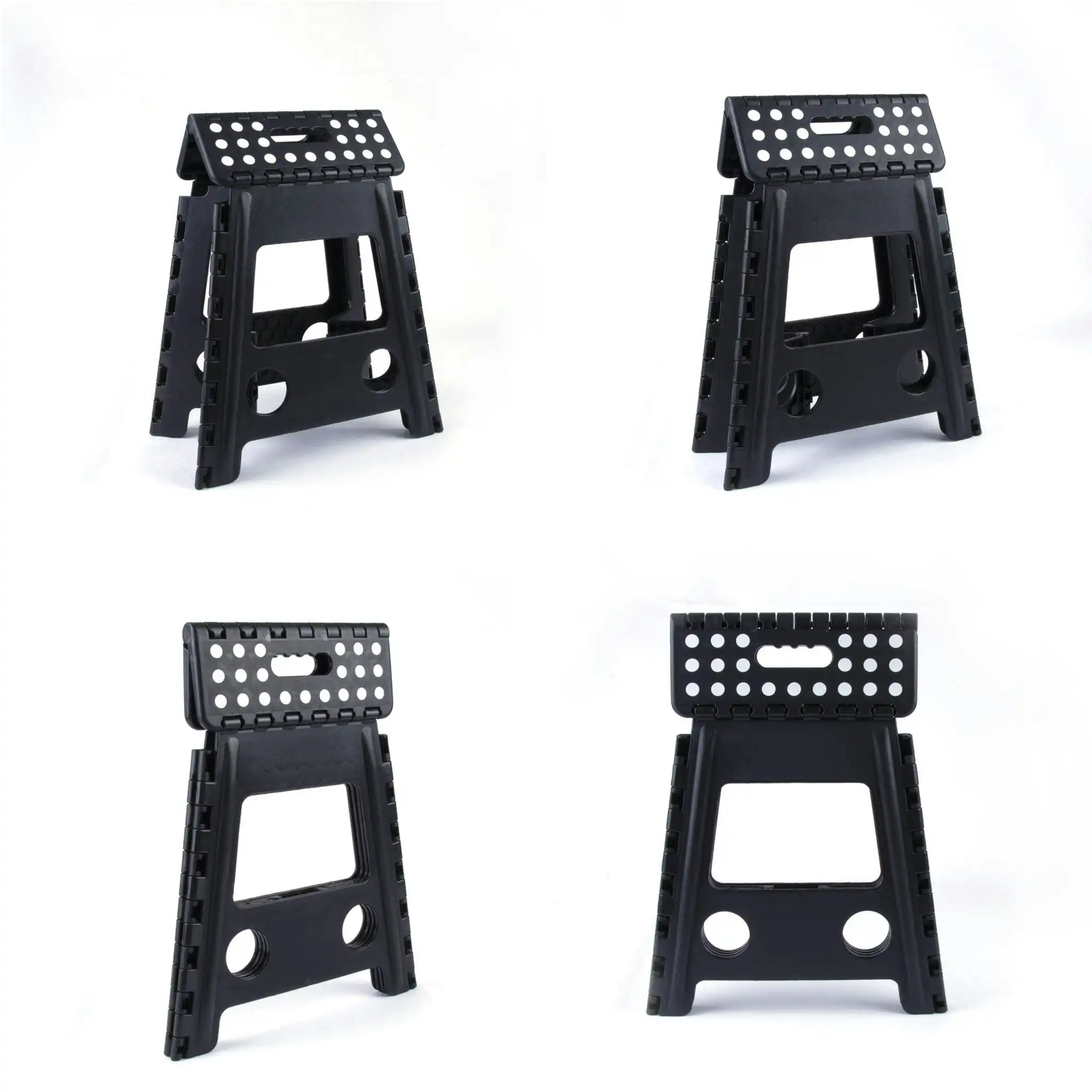 Large Plastic Folding Stool Portable Chair Outdoor Camping Black