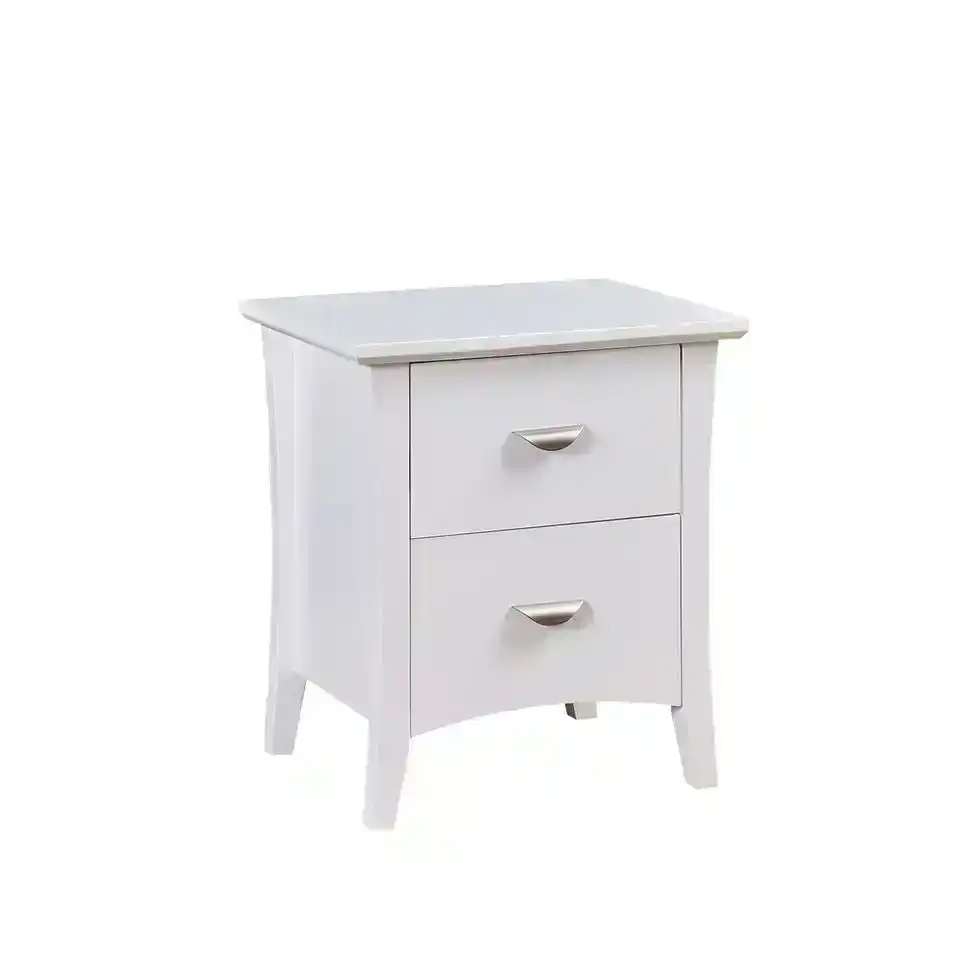 Celeste Hampton Solid Wooden Bedside Nightstand Side Table W/ 2-Drawers - White
