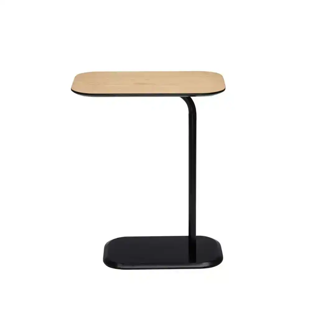 Deanna Modern Wooden Top End Lamp Side Table - Black & Light Oak