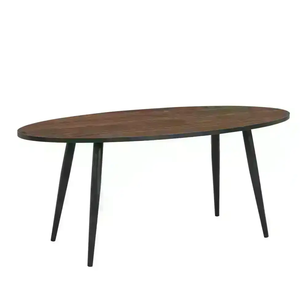 Gael Modern Oval Wooden Coffee Table - Dark Oak/Black