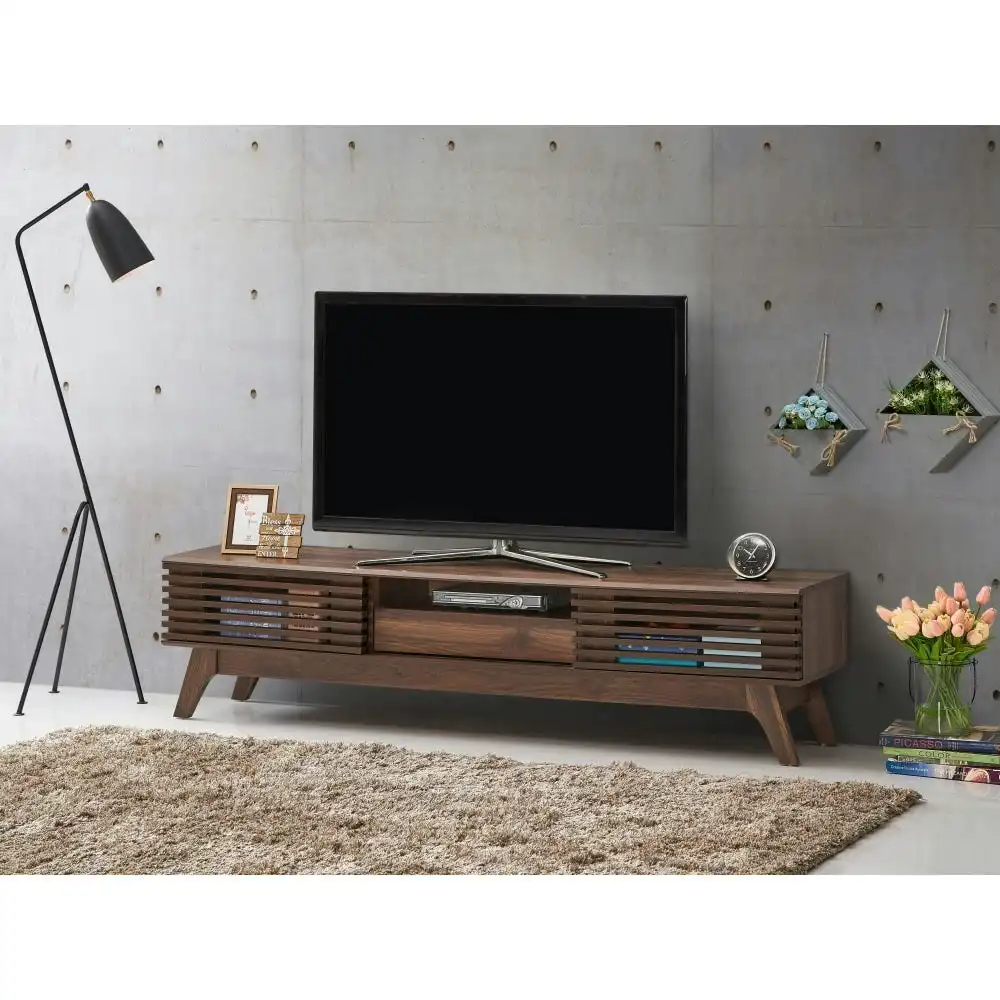 Camille Wooden Entertainment Unit TV Stand 180cm W/ 2-Doors 1-Drawer - Walnut