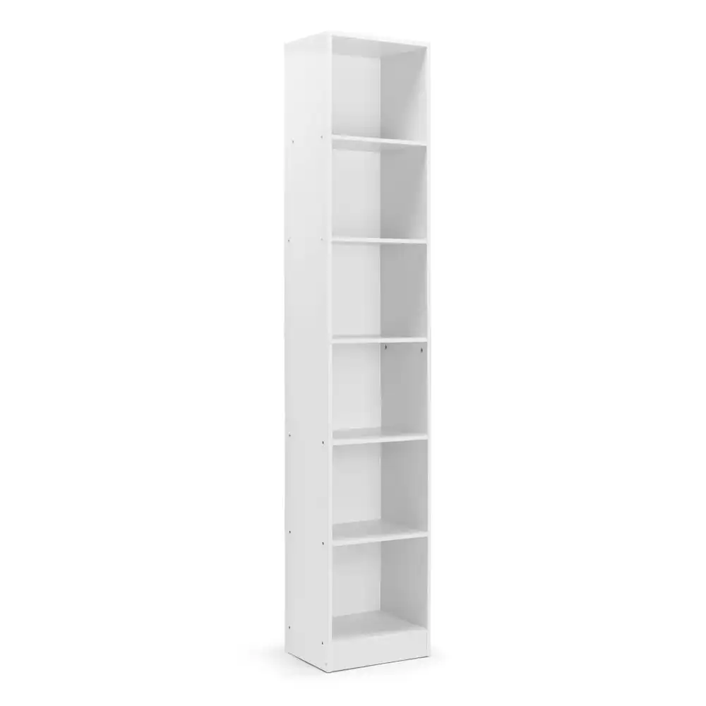 Keto Modern 6-Tier Wooden Bookcase Display Shelf Narrow - White