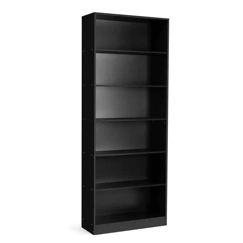 Keto Modern 6-Tier Wooden Bookcase Display Shelf Wide - Black