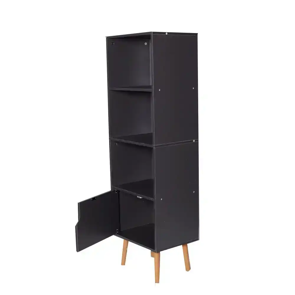 Harry Modern Scandinavian 4-Tier Bookcase Display Storage Shelf - Black