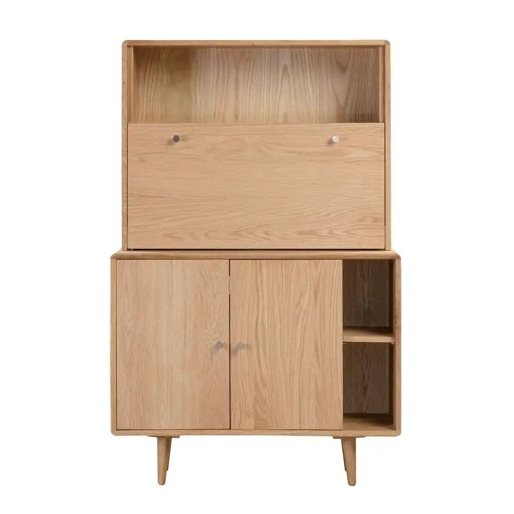 6IXTY Niche Fall-Front Desk Storage Display Cabinet - Natural