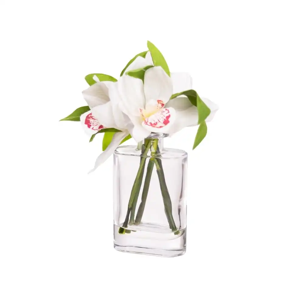 Glamorous Fusion Cymbidium Orchid Artificial Faux Plant Flower Decorative 22cm In Bottle Vase