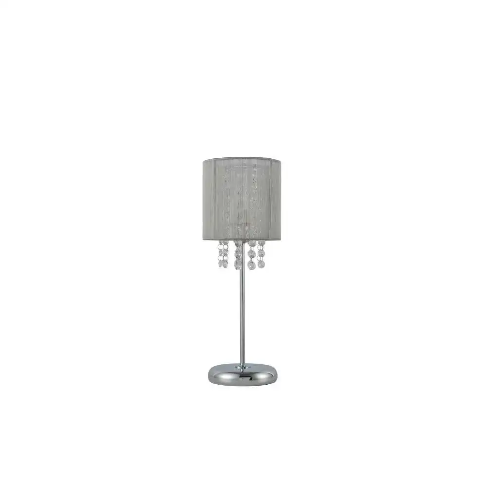Troy Table Desk Lamp with Acrylic Drops Chrome Metal Base - Grey