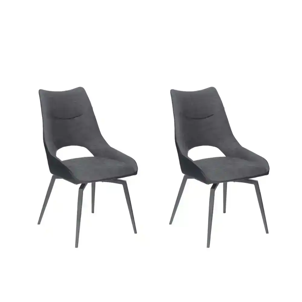 Set Of 2 Casey Rotation Eco Leather Kitchen Dining Chair - Grey