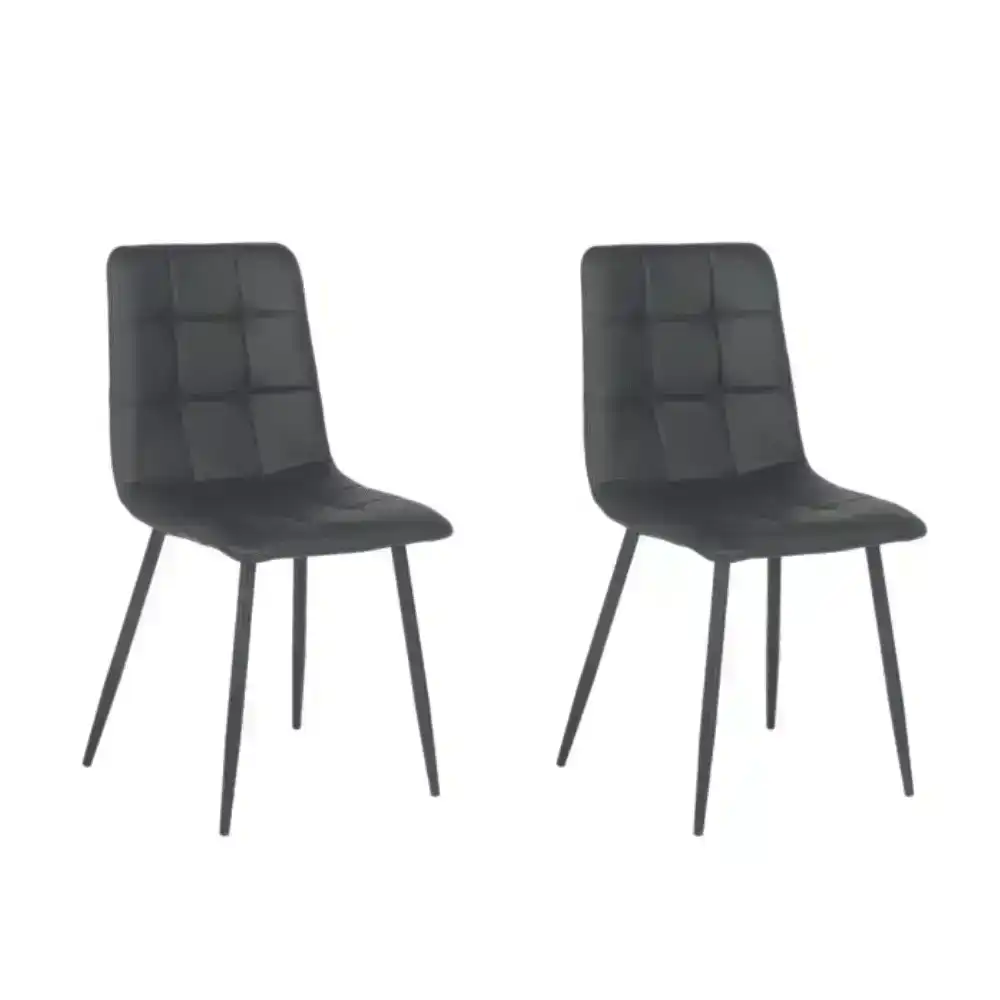 Set Of 2 Cristo Modern Ultrasuede Fabric Kitchen Dining Chair - Black