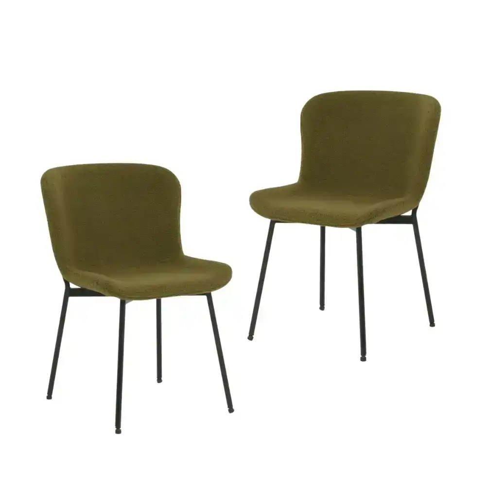 Set Of 2 Stevie Fabric Modern Kitchen Dining Chair - Olive Green