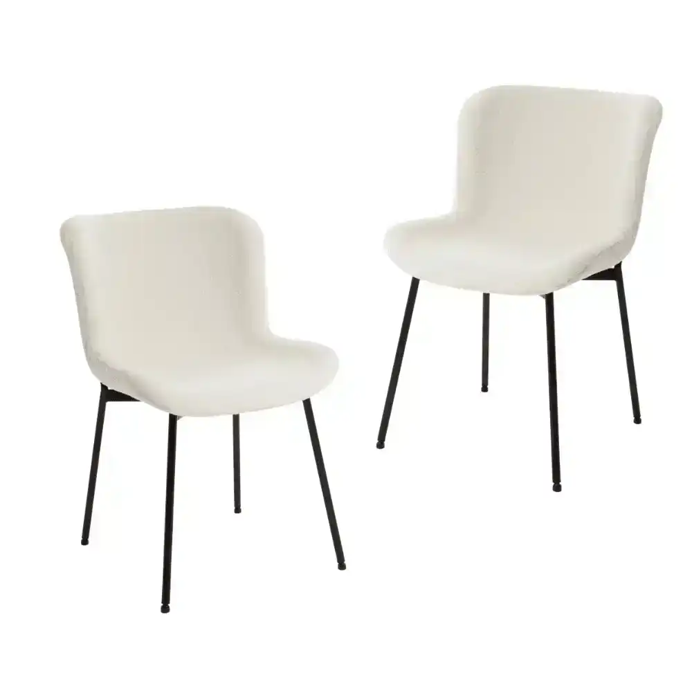 Set Of 2 Stevie Fabric Modern Kitchen Dining Chair - White