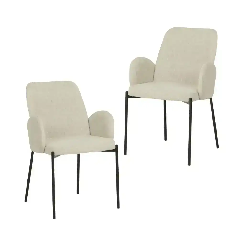 Set Of 2 Riley Knit Fabric Modern Kitchen Dining Chair - Oat
