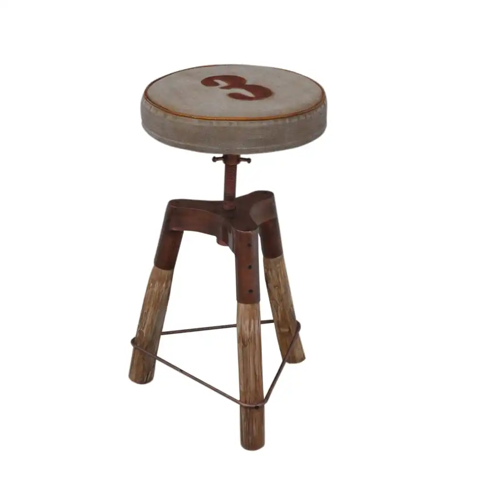 Roy Industrial Rustic Wind-Up Kitchen Counter Bar stool