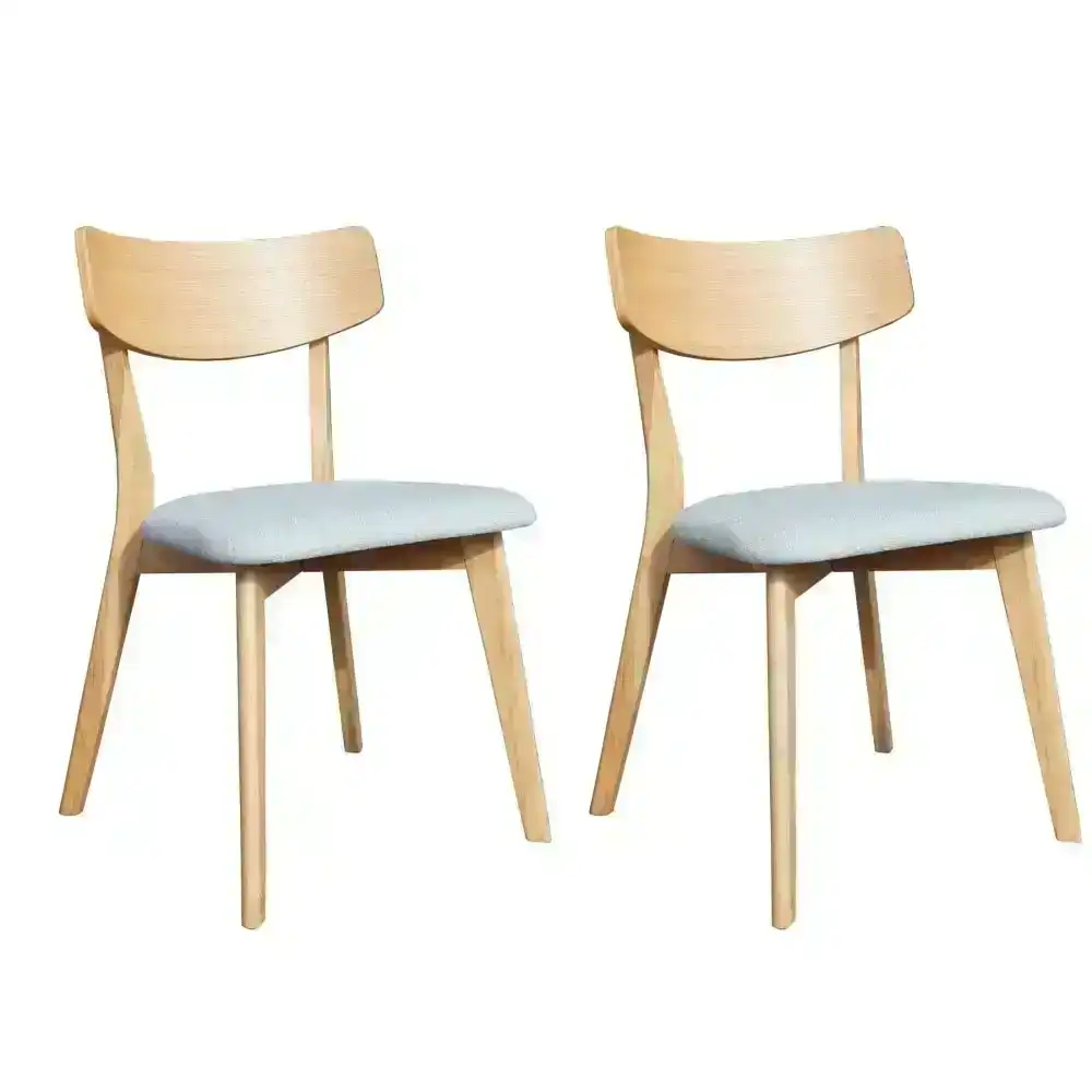 Set Of 2 Sierra Fabric Dining Chair Wooden Frame - Mint & Oak