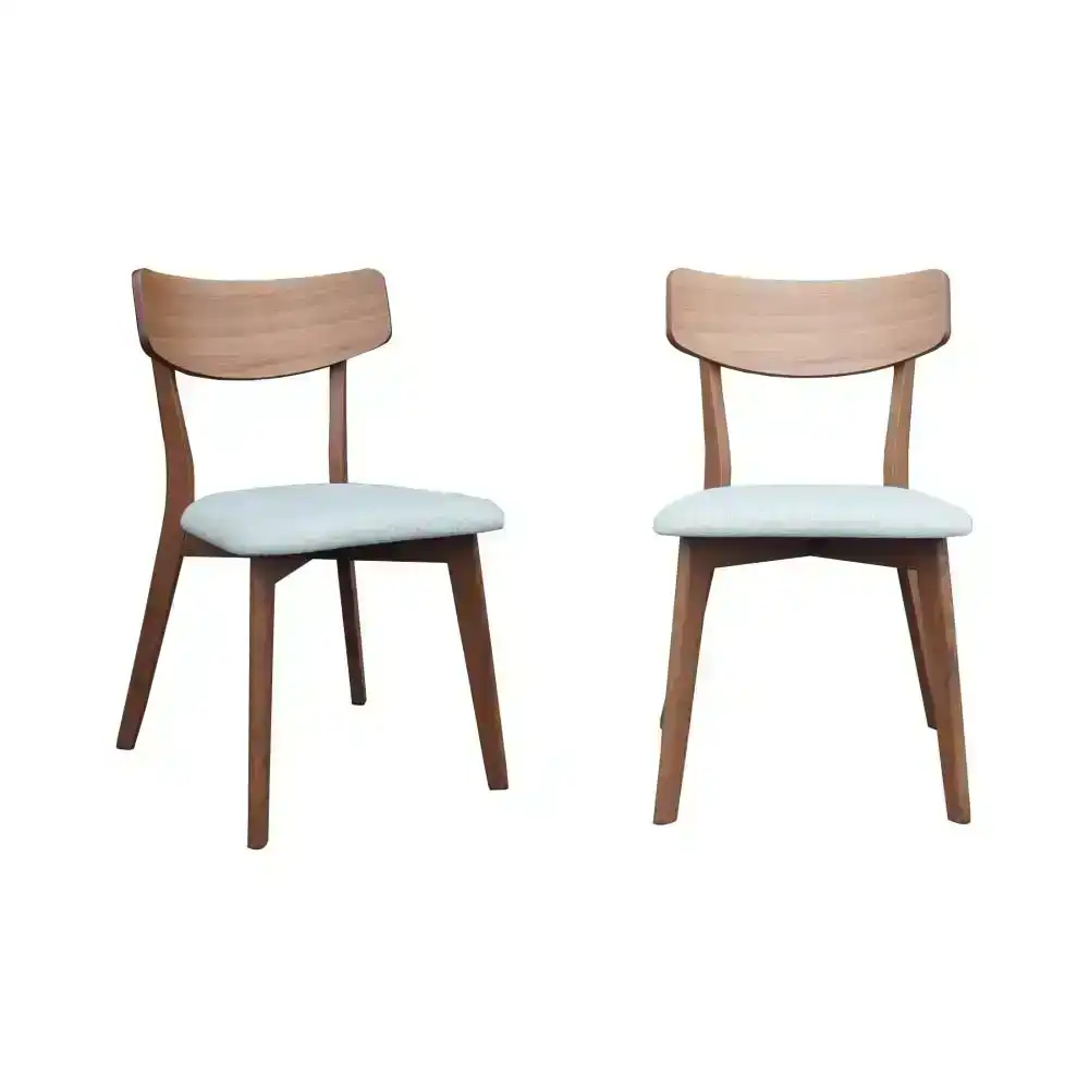 Set Of 2 Sierra Fabric Dining Chair Wooden Frame - Mint & Walnut