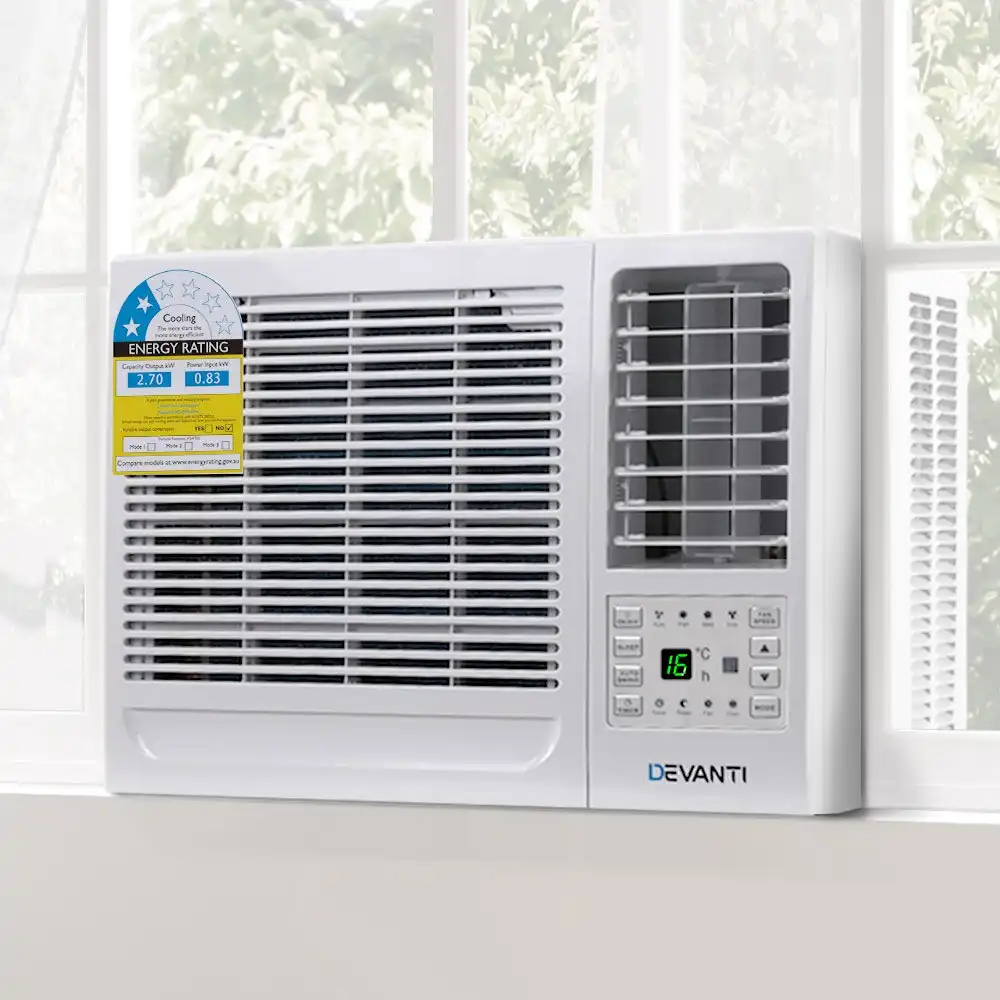 Devanti Window Air Conditioner Portable w/o Reverse Cycle 2.7kW Wall Cooler Fan Cooling Only