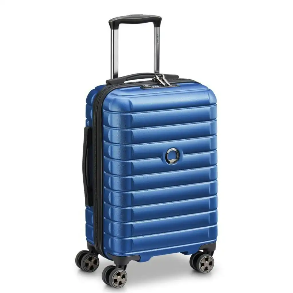 DELSEY Shadow 55cm Expandable Carry On Luggage - Blue