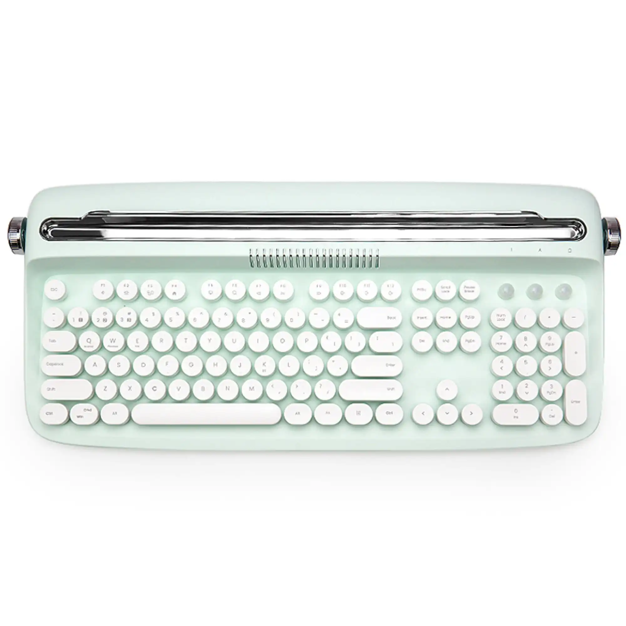 Todo Retro Typewriter Bluetooth Wireless Keyboard Tablet Holder 104 Key Mac Win Android BT 5.0 - Green Mint