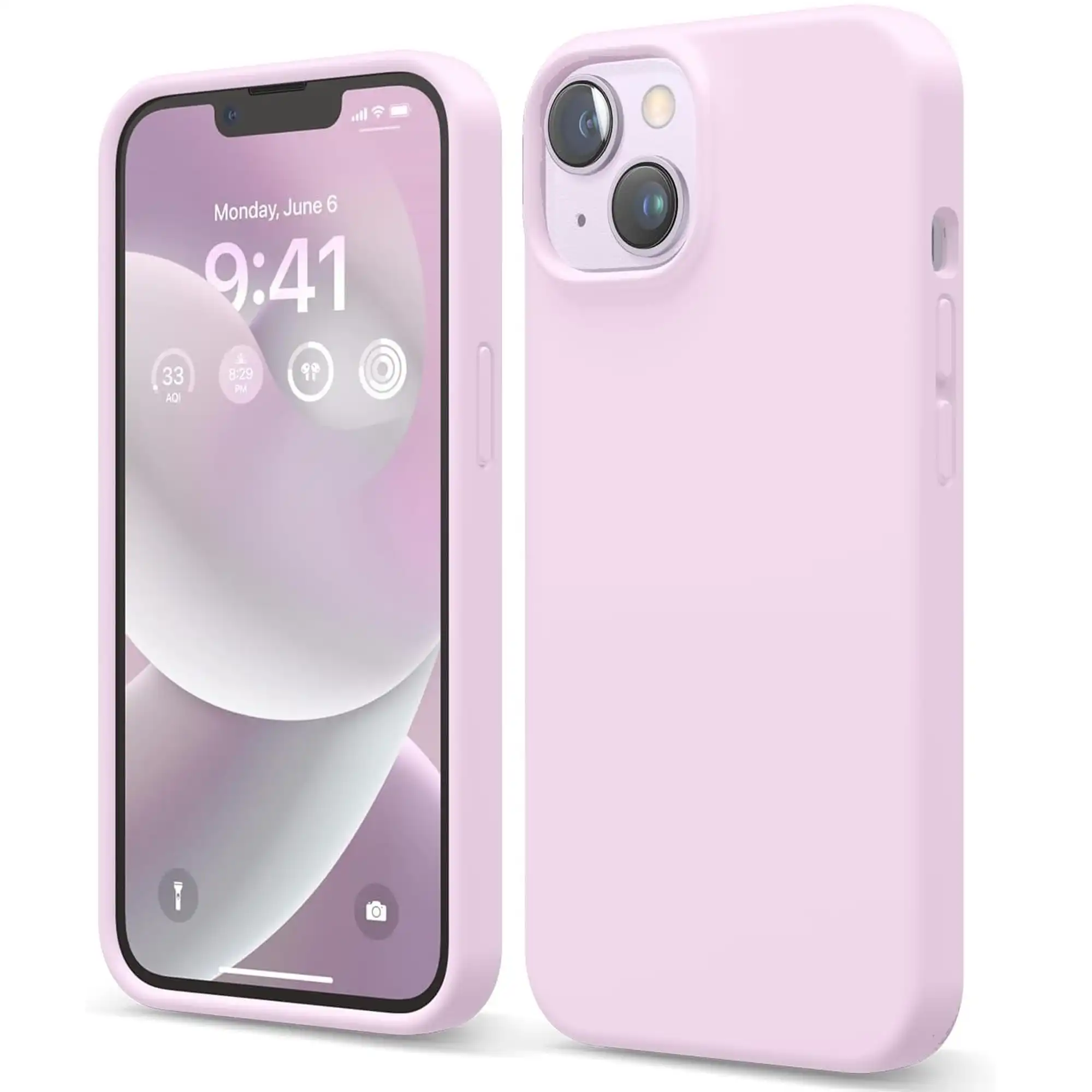 Premium Silicone Phone Case For iPhone 14 Shockproof Microfiber Lining - Lilac