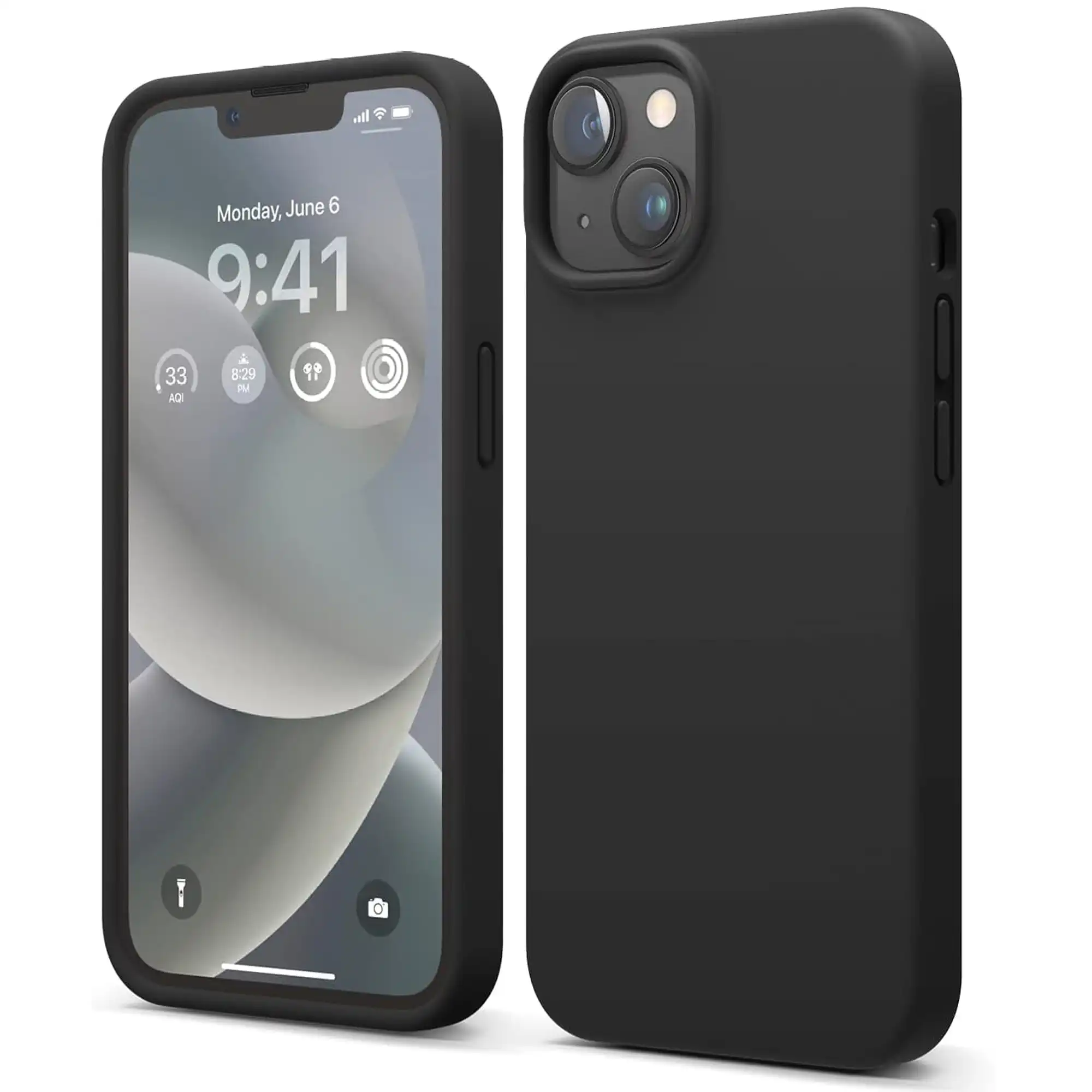 Premium Silicone Phone Case For iPhone 14 Shockproof Microfiber Lining - Black