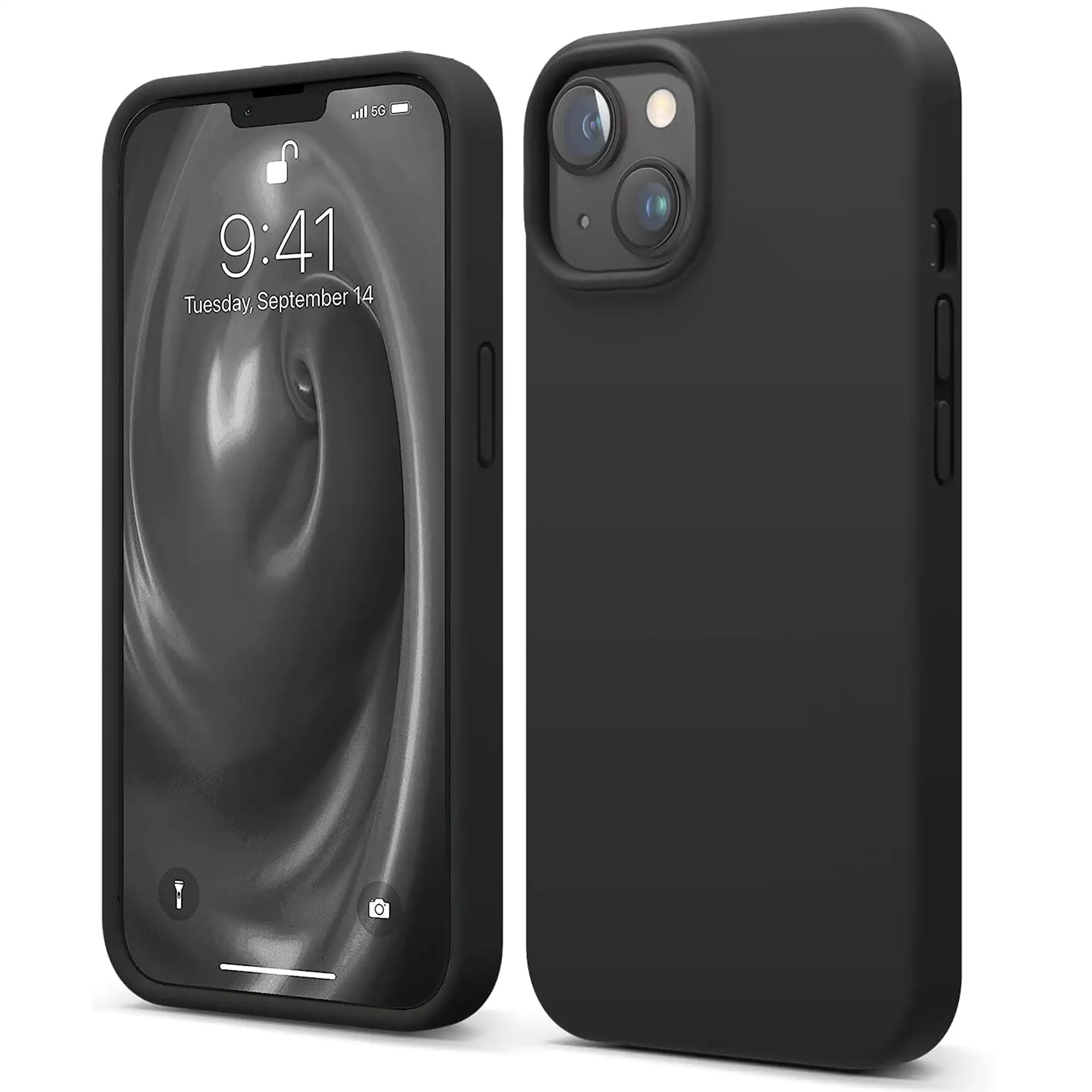 Premium Silicone Phone Case For iPhone 13 Shockproof Microfiber Lining - Black