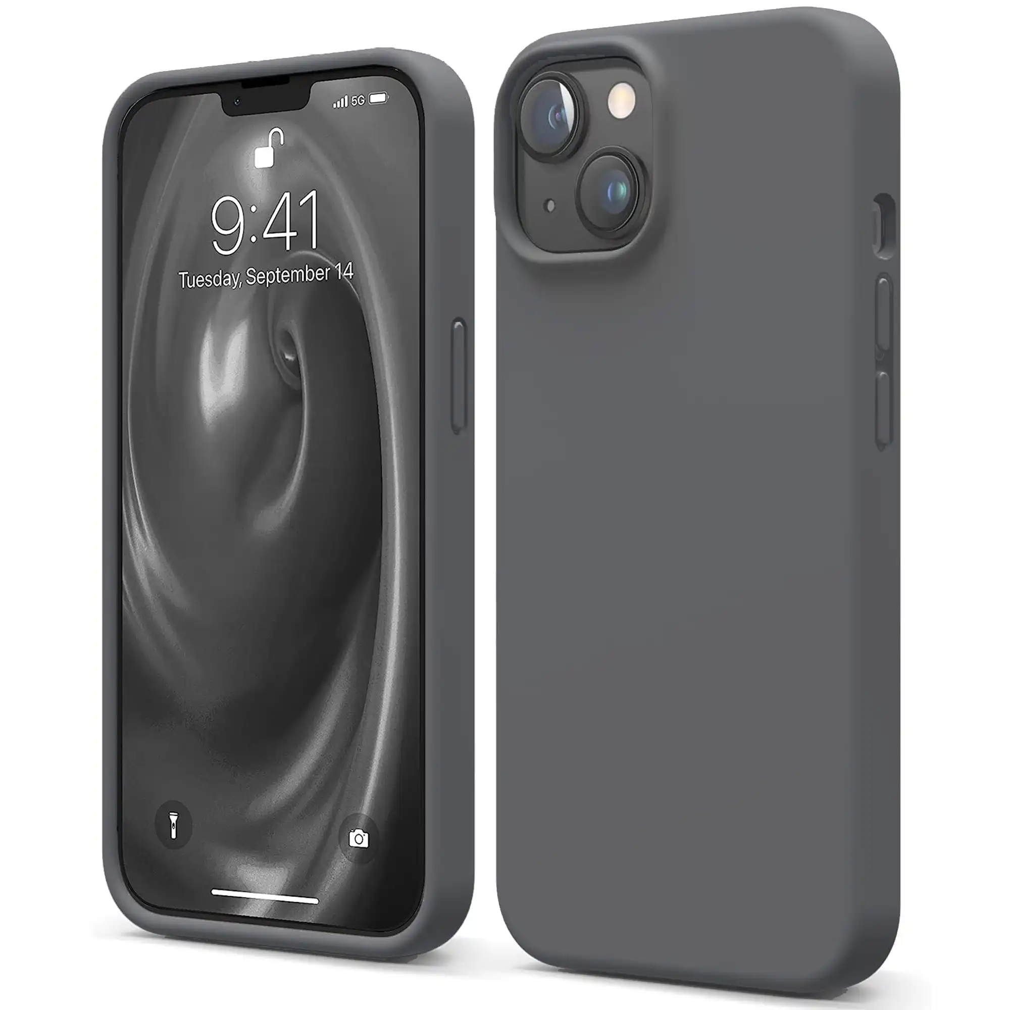 Premium Silicone Phone Case For iPhone 13 Shockproof Microfiber Lining - Carbon Grey