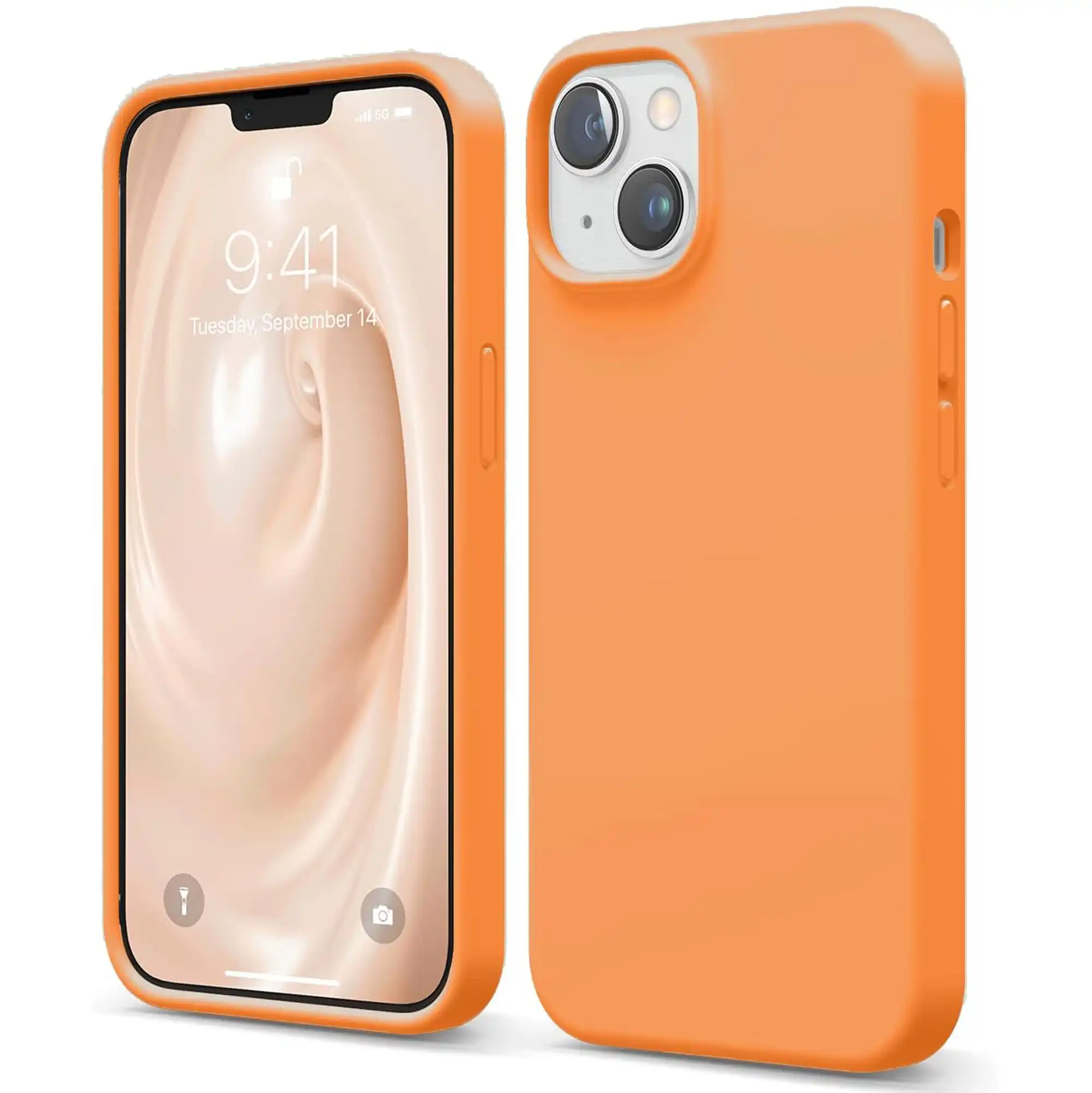 Premium Silicone Phone Case For iPhone 13 Shockproof Microfiber Lining - Orange
