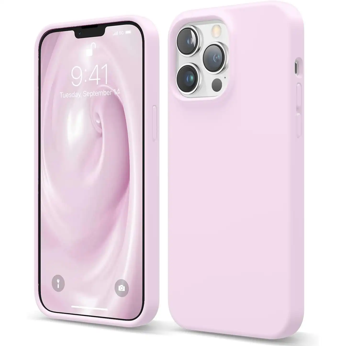 Premium Silicone Phone Case For iPhone 13 Pro Max Shockproof Microfiber Lining - Lilac
