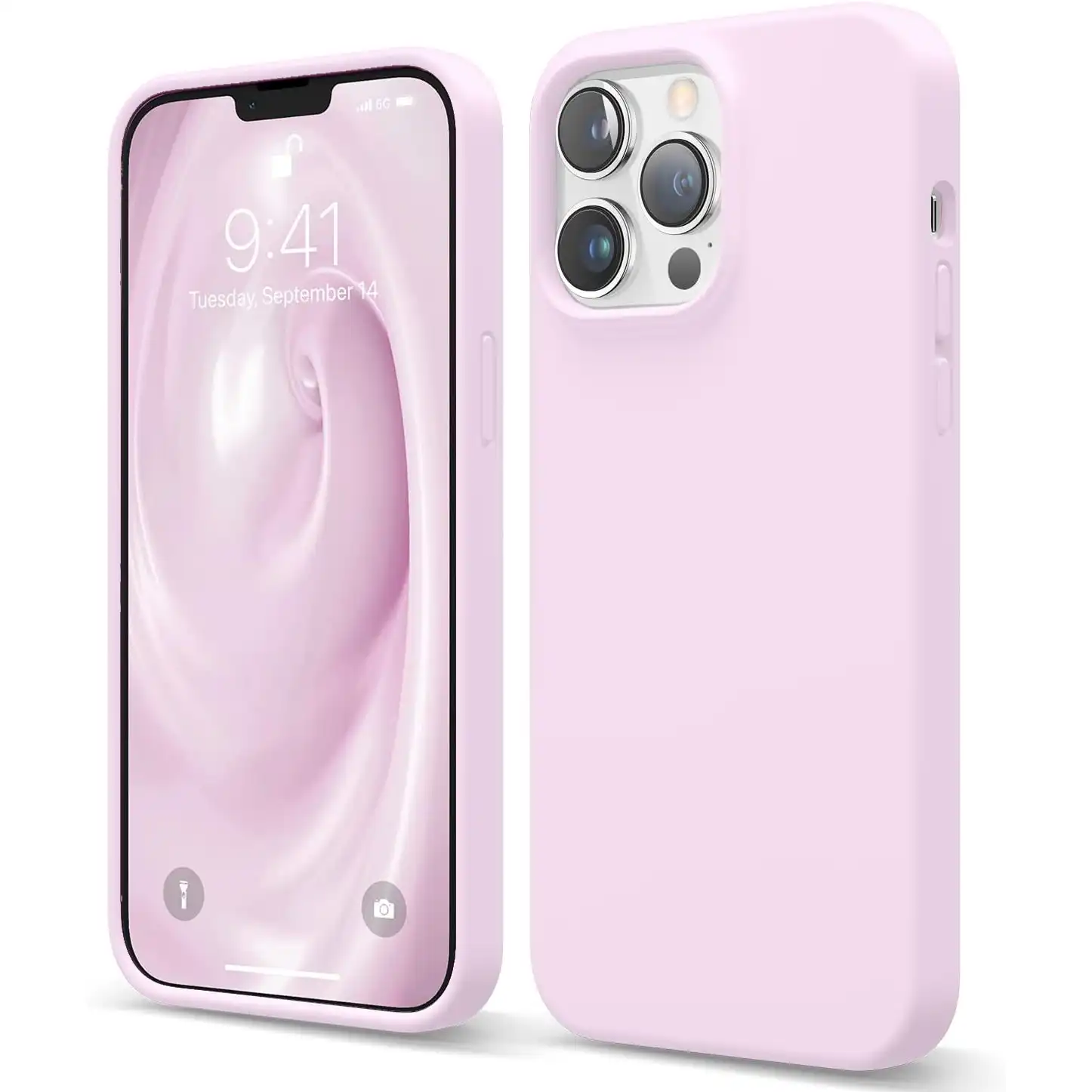 Premium Silicone Phone Case For iPhone 13 Pro Max Shockproof Microfiber Lining - Lilac