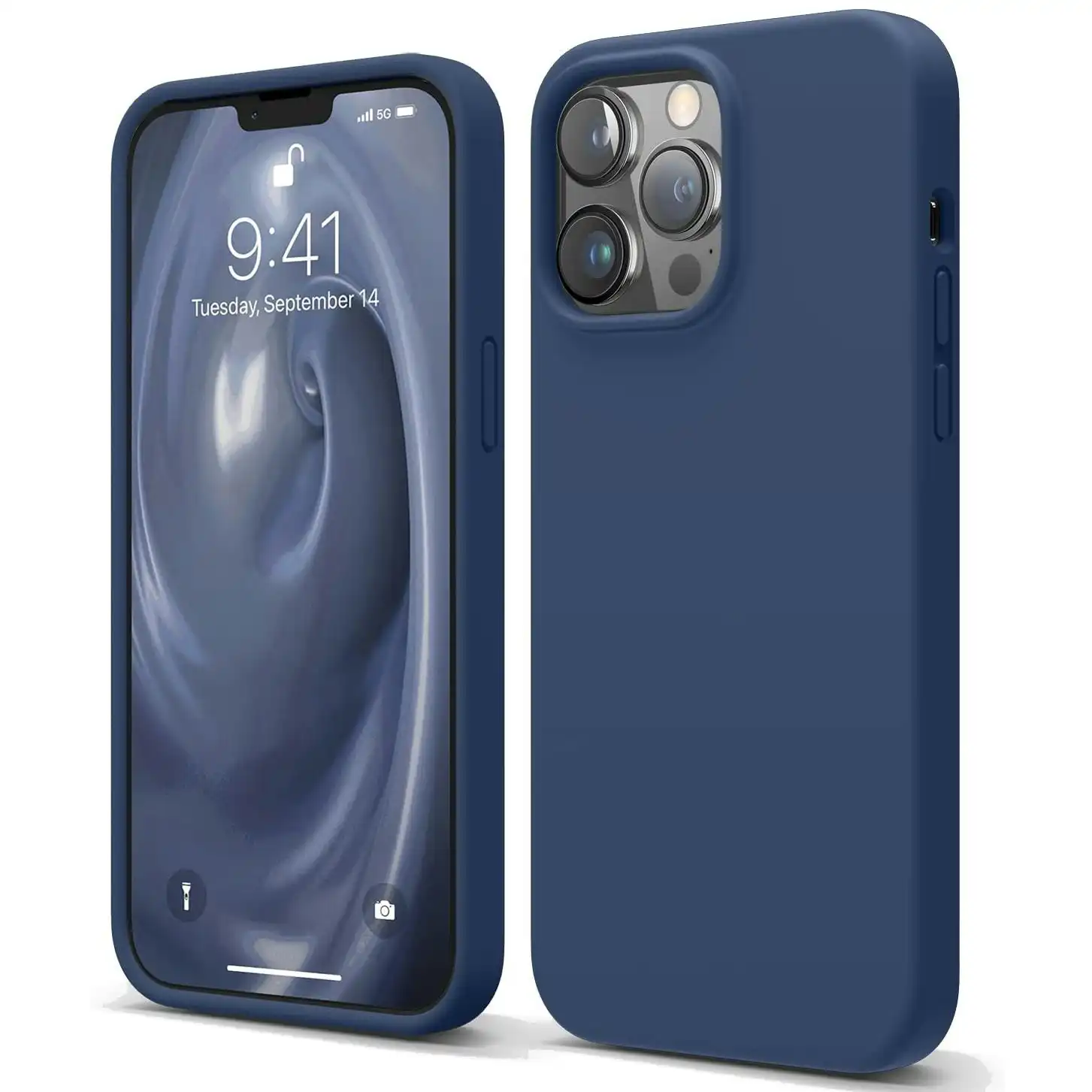 Premium Silicone Phone Case For iPhone 13 Pro Max Shockproof Microfiber Lining - Navy Blue
