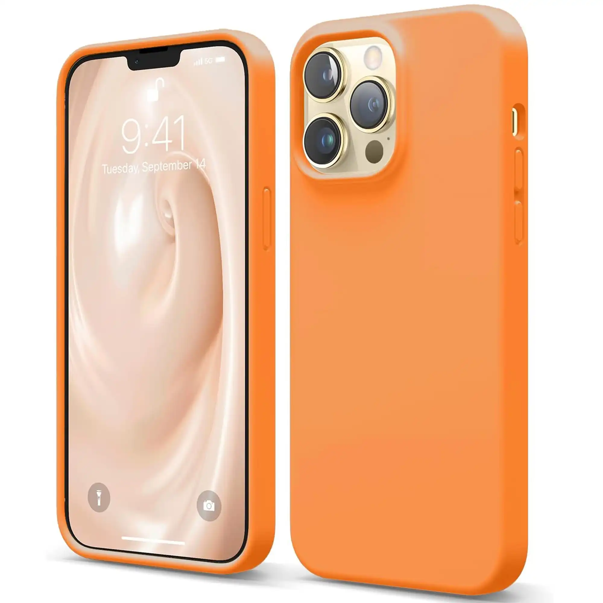 Premium Silicone Phone Case For iPhone 13 Pro Max Shockproof Microfiber Lining - Orange